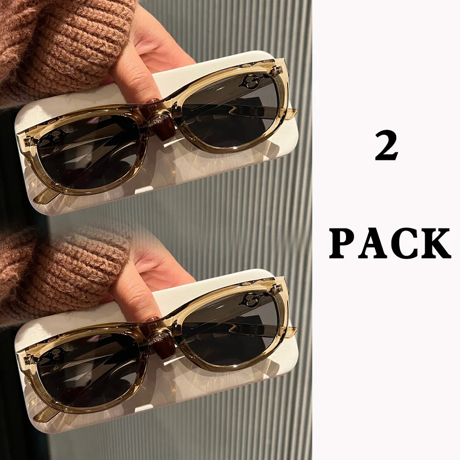 2 Pack Vintage Cat Eye Sunglasses Women Men Retro Polygon Sun Glasses Set UV400 Protection Fashion Eyewear 2026