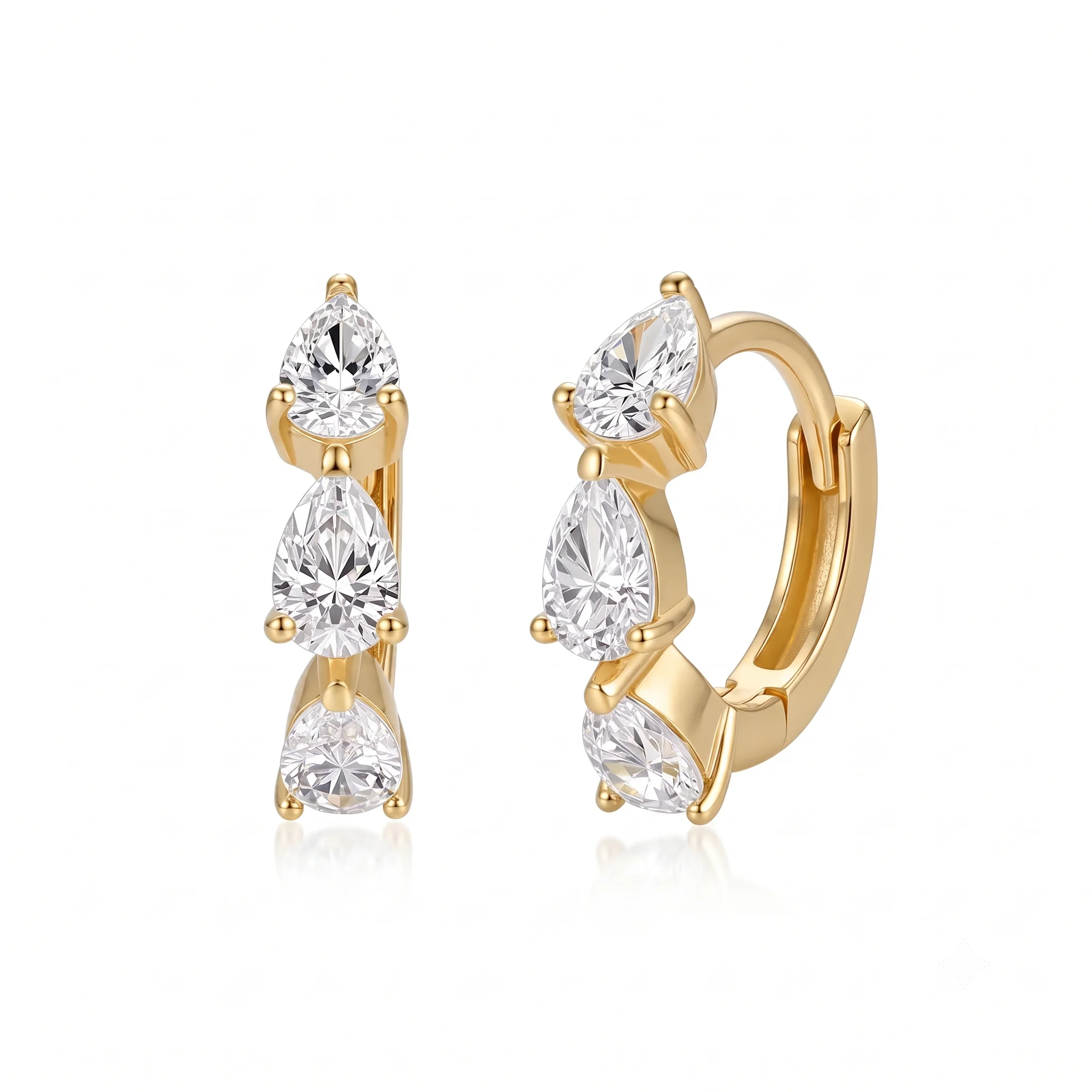 Moonmory Original Design Minimalistische Luxusmarken Messing Marquise Creolen für Damen 14K Doppelt vergoldete Birnenohrringe – Detail 14