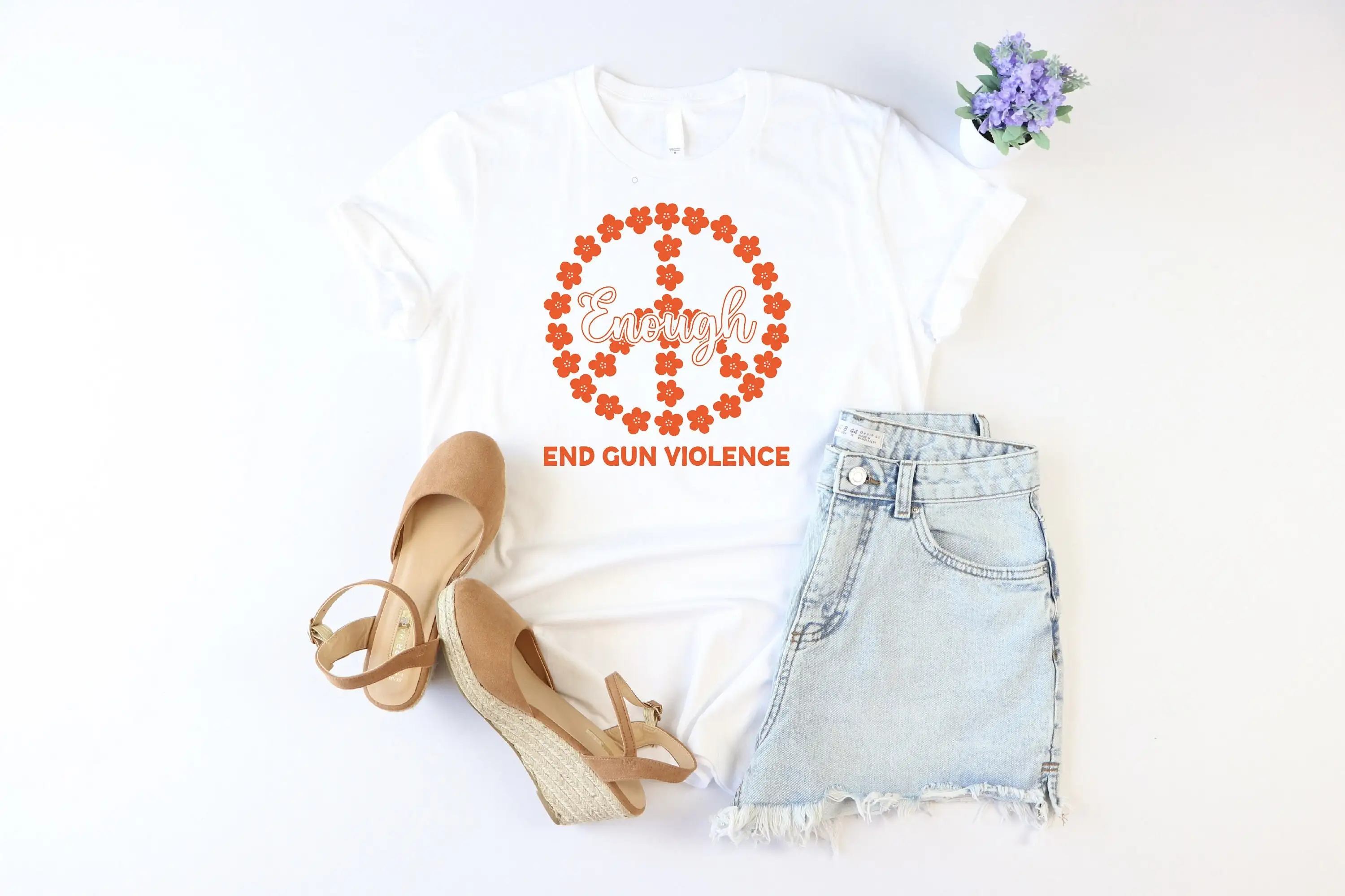 Enough T Shirt Wear Orange End Gun Violence Anti Save Our Kids Peace Sign No Awareness Day