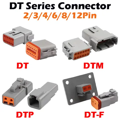 1 세트 DEUTSCH 커넥터 DT/DTM/DTP/DTF 플랜지 남성 여성 방수 자동차 자동차 DT 커넥터 2/3/4/6/8/12Pin