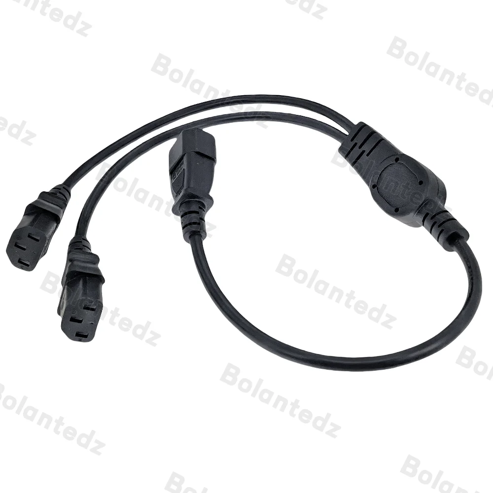 Cable de extensión de alimentación en Y de 0.6m/60cm IEC 320 C14 macho a 2 x C13 hembra, cable IEC C14-C13