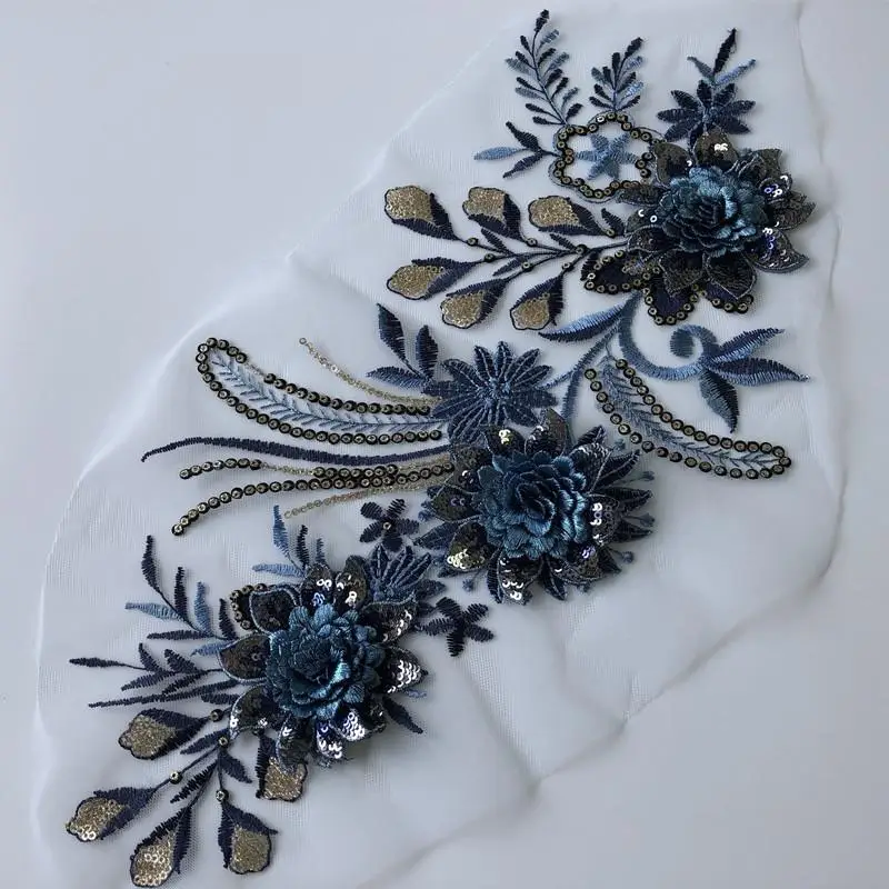 

DIY Big Floral Embroidery Patches Long String Flowers Iron On Cloth Decorative Patches