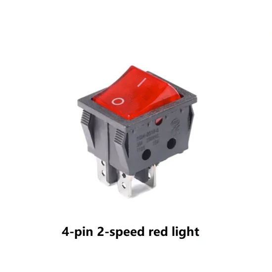 KCD4 30A Rocker Boat Switch KCD4-201N-B 4-pin 2-speed 6-pin 2-speed with 220V Black Blue Yellow Green Red Led Power Switch
