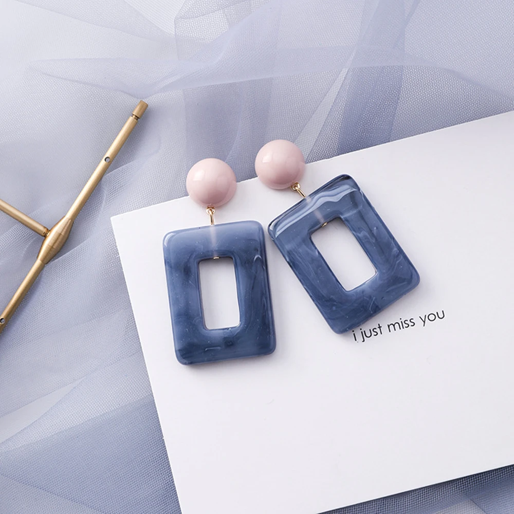 Makersland Geometric Women Earrings Blue Series Trendy Female Jewelry Accessories Gifts Korean Simple Fashion Earrings Wholesale