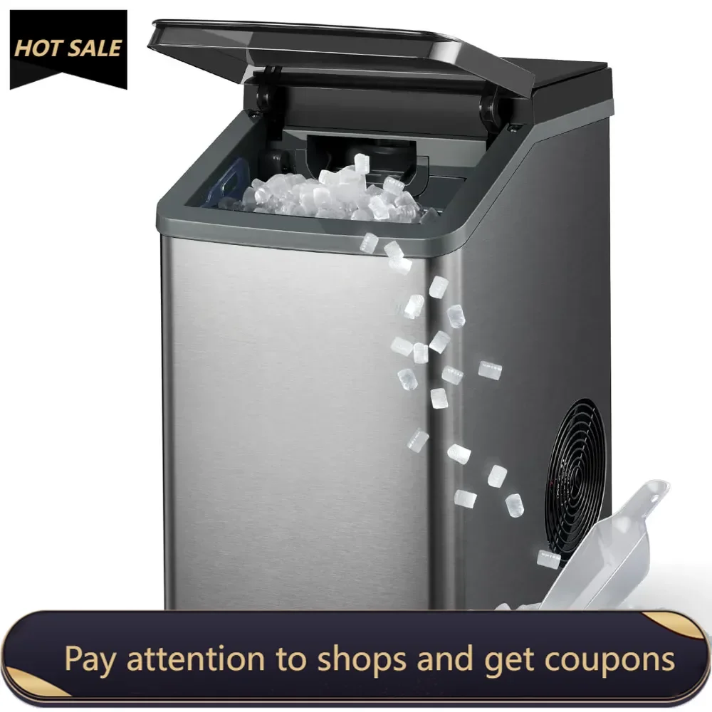 

Nugget Ice Maker，Pellet Ice Makers Countertop with Self-Cleaning，Chewable Sonic Ice Machine for Kitchen Camping Apartment Office