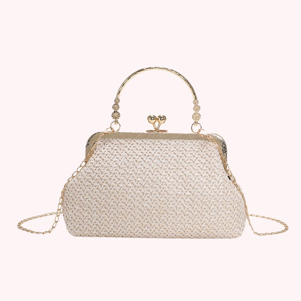 

Chain Hand-Woven Handbags Clip Weaving Underarm Bag Fashion Casual Elegant Exquisite Handmade Temperament for Wedding Party
