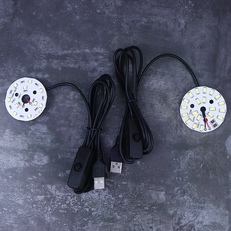 1Pc USB Plug DC5V LED Light Source SMD 5730/2835 LED Light Beads Ring Chip With Black 1.5M Swtich Cable 3/5/10W White Light