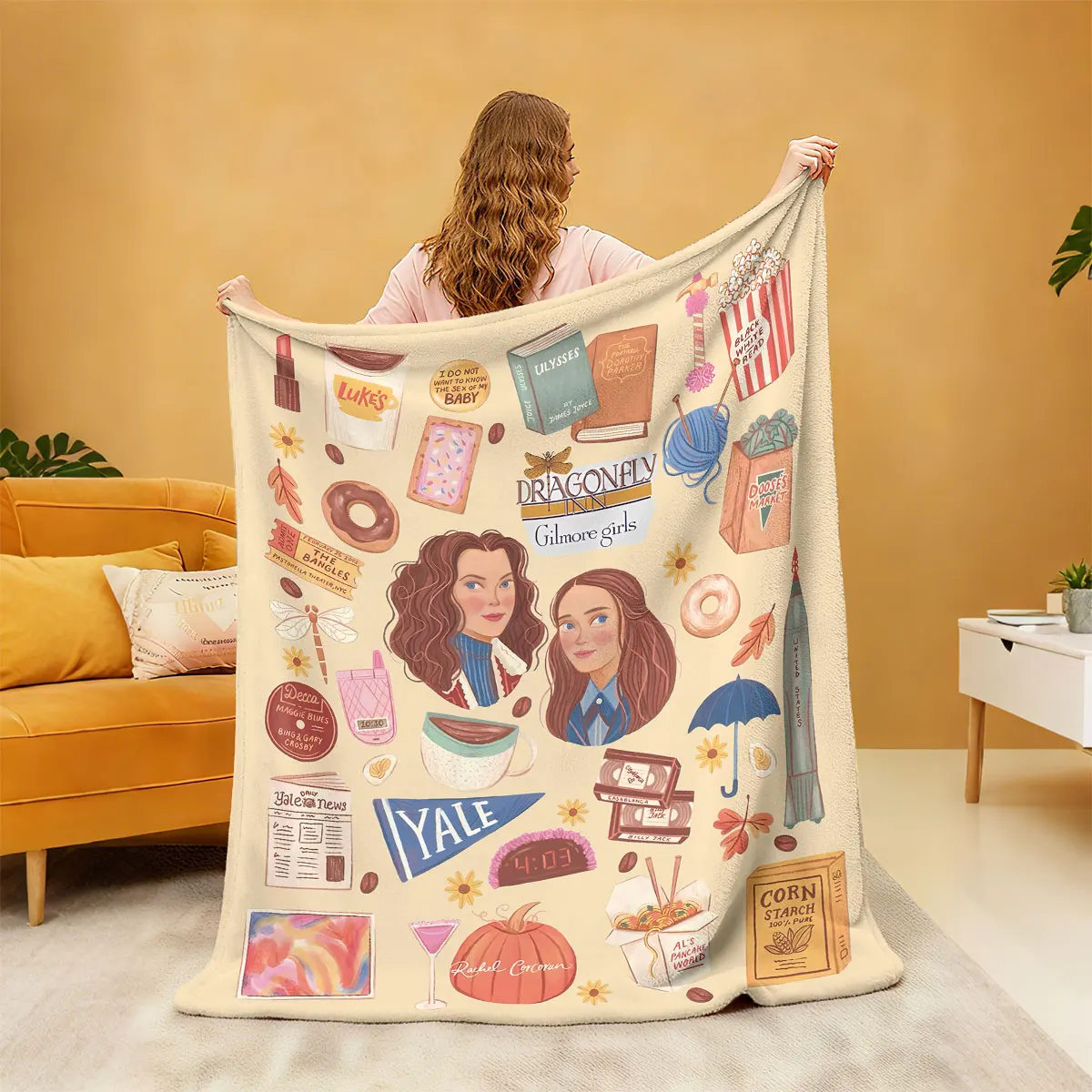 1 قطعة جيلمور بنات مطبوعة الفانيلا بطانية أريكة القيلولة بطانية عادية لينة ومريحة أحجام متعددة آلة قابل للغسل