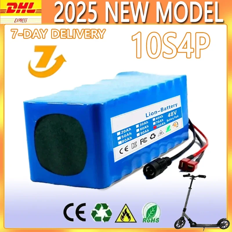 2025 new model Batterie au lithium pour scooter électrique, 10S4P, 36V, 100000mAh, 36V, 100Ah, 18650