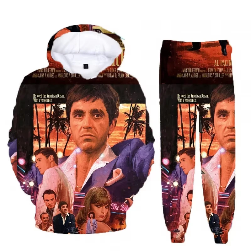 

Movie Scarface 3D Print Hoodie + Pants Two Piece Sets Men Women Fashion 2Pcs Tony Montana Sports Jogging Tracksuit Suit Outfit