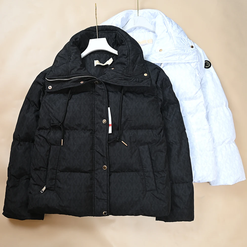 

Теплая хлопковая куртка для женщин, новая зимняя модель с буквенным принтом, воротником-стойкой, термоизоляцией, длинными рукавами и застежкой-молнией