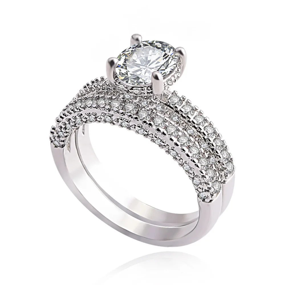 WOSIKATE الفاخرة AAA خاتم زركونيا للنساء العصرية 925 الفضة ارتفع الذهب مطلي خاتم الخطوبة مجوهرات الأزياء خاتم مجموعة الهدايا #4