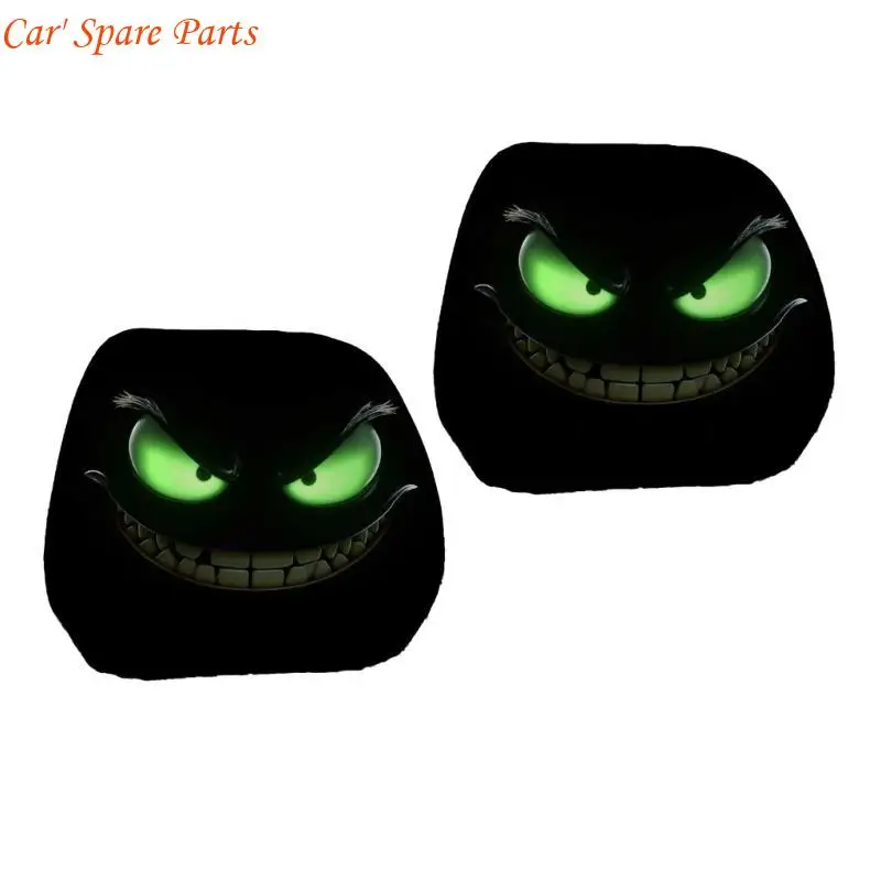 Y4UA Halloween Car Headrest Cover Cushion Funny Expression Universal Soft Fabric