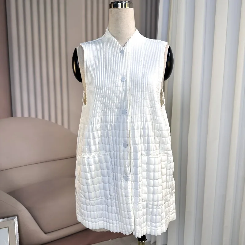 

New Miyake Cotton Winter Women's Stand-up Collar Undershirt Undershirt Pleated Jacket Simple Single-breasted Thickened Jacket