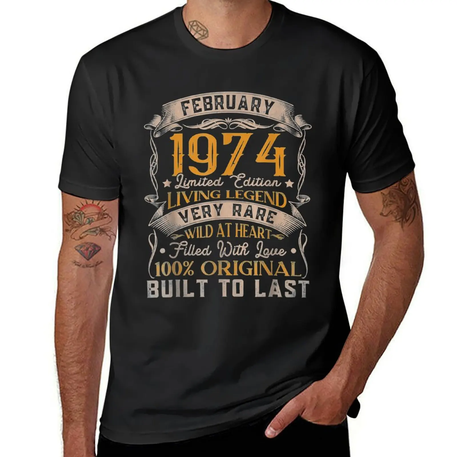 Born In February 1974 Vintage 47th Birthday Gifts TShirt34 T-Shirt sublime plus sizes customs Short sleeve tee men