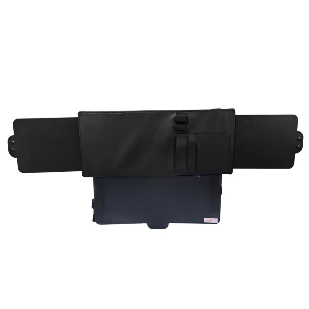 Vehicle Driver Side Sun Visor Extender with Polarized Lens and Magnetic PVC Panel Including Mesh Storage for Cards
