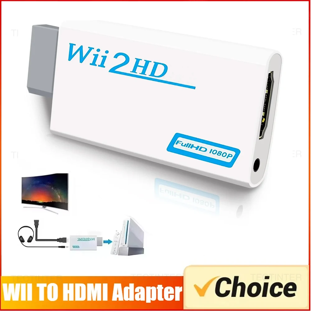 Adaptador convertidor compatible con HDMI Full HD 1080P para consola Wii, cable de audio HDMI de 3,5 mm para PC, monitor HDTV