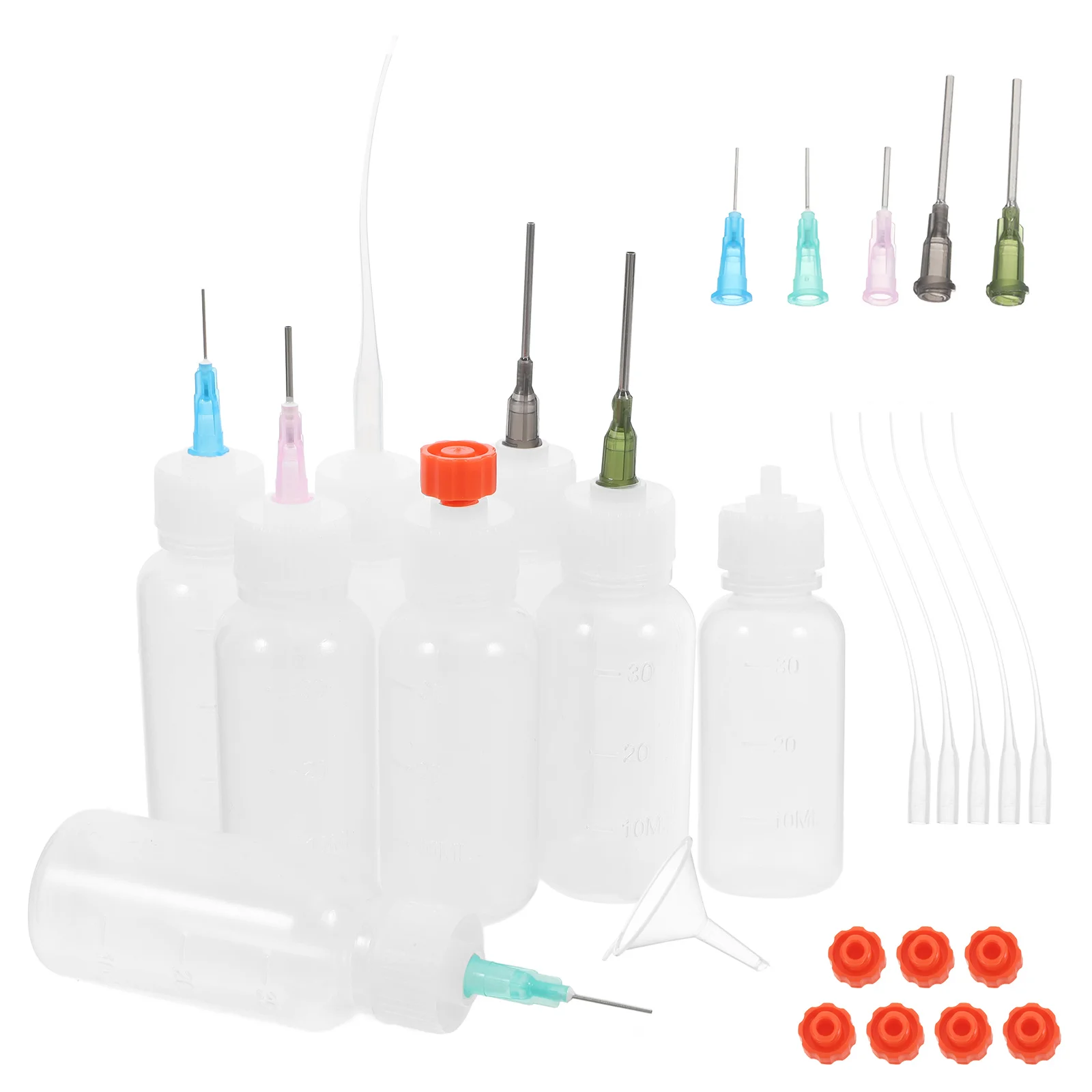 1Set Plastic Industrial Dropper Glue Bottle 30ml Needle Tips Accurate Glue Squeeze Bottle Portable Applicator Tiny Funnels