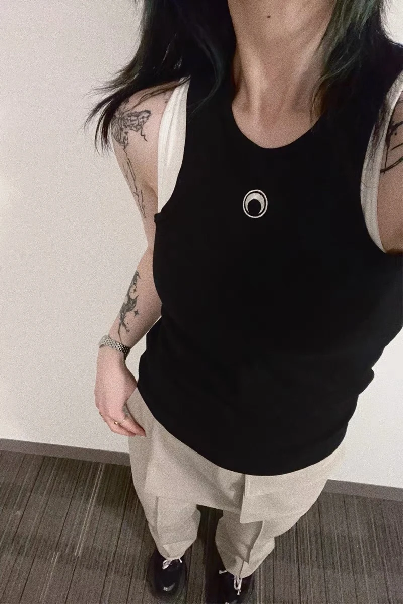 

Высококачественный приталенный жилет Moon Design, универсальная одежда для ношения как нижнее или верхнее, 100% хлопок, стильный вариант для молодых женщин 8-24 лет.