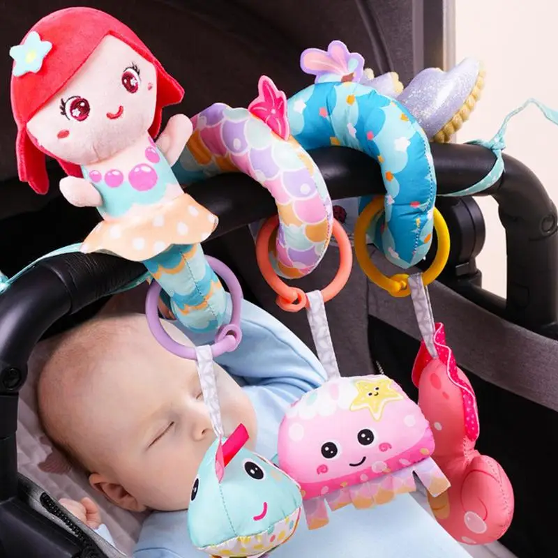 Bonito atividade musical spiraal berços carrinho de assento de carro viagem pendurado brinquedos sereia chocalho brinquedo recém-nascidos bebê sensorial brinquedo presentes