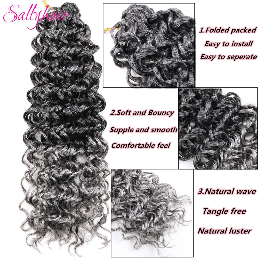 Sallyhair Synthetic Deep Wavy Crochet Hair 18inch Curly Braids Hair Afro Gogo Curls Strands Crochet Braiding Hair Extensions