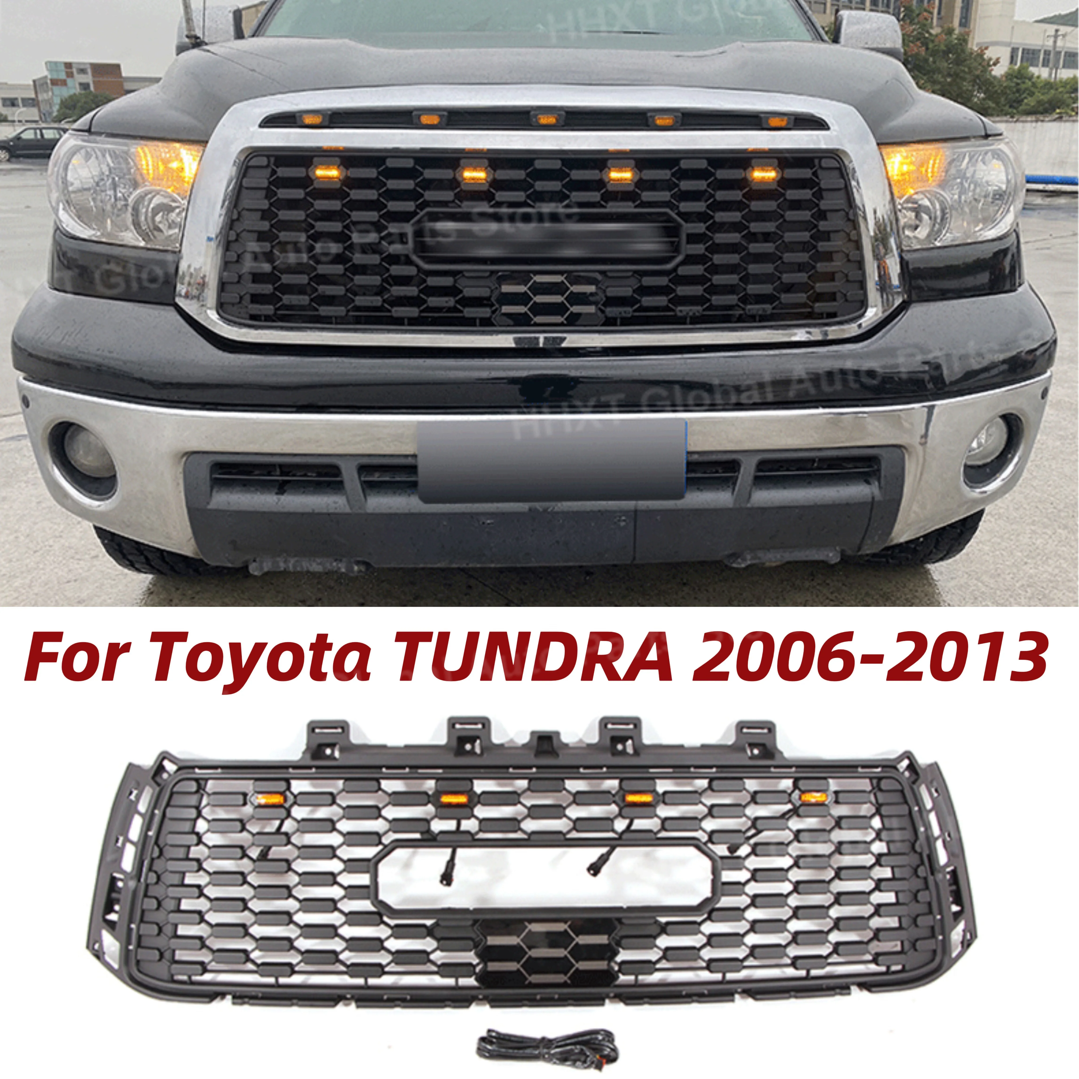 Car Front Racing Facelift Radiator Grilles Upper Bumper Grill For Toyota TUNDRA 2006-2013 Modified With Led Light