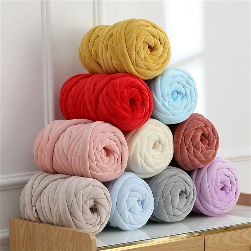 

250G Thick Chunky Yarn Cored Cotton Wool Tube Yarn for DIY Blanket Hat Bulky Arm Roving Handwork Knitting Spin Yarn Handmade