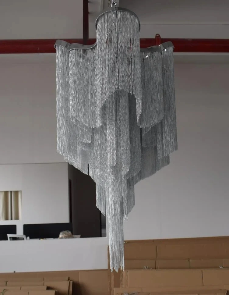 Stream Tassel Project Light Catena in alluminio Lampadario in metallo in alluminio fatto a mano vintage per soggiorno