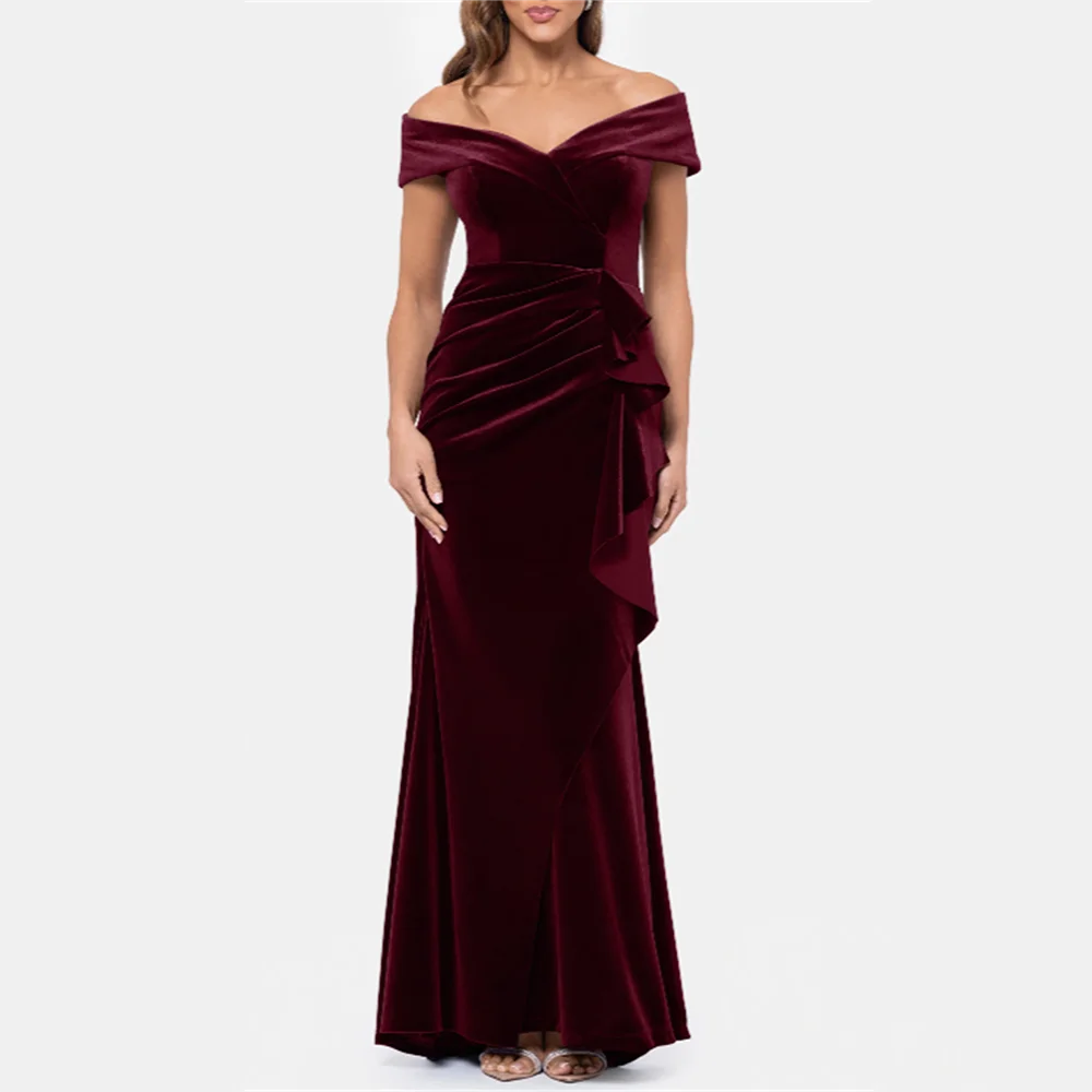 

Evening Dresses For Wedding Guest Sweetheart Neck Pleated Mermaid Off Shoulder Prom Dress Formal Party Cocktail Gowns For Gala
