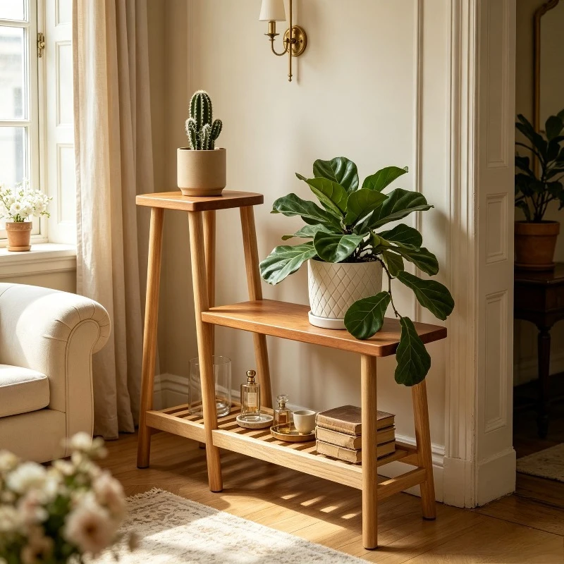 Wooden Plant Stand Rack Shelf Display Multitier Floor Living Balcony Vase Flower Holder Sturdy Durable Rustic Home Decor ProX