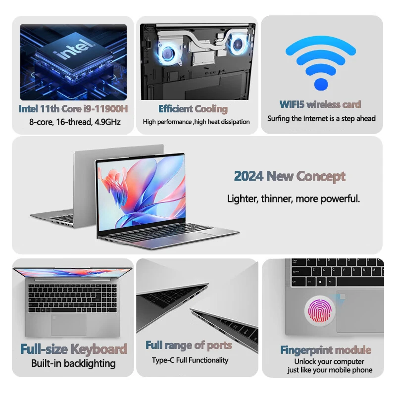 PC Portable Gamer Et Pro - Intel Core I9, 16Go RAM, 512Go SSD, écran 15,6" Full HD, Windows 11 - Idéal Gaming, Streaming Et Création