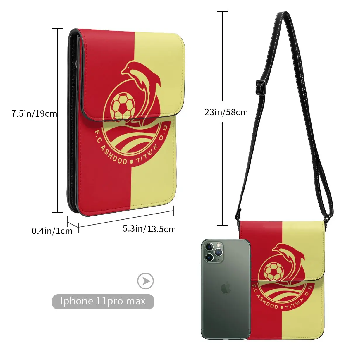 F.C Ashdod Crossbody Wallet Cell Phone Bag Shoulder Bag Cell Phone Purse Adjustable Strap