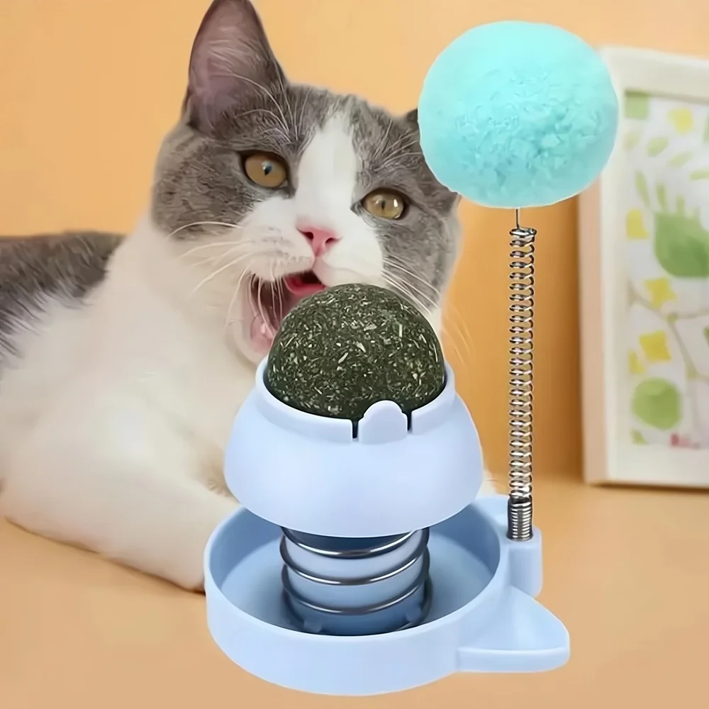 Cat Rotatable Catnip With Spring Ball Toys Natural Catnip Clean Mouth Promote Digestion Cat Toys Pet Supplies