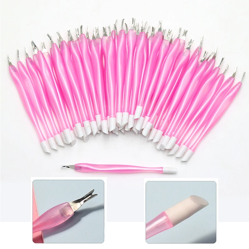 25/50Pcs Double Head Cuticle Pusher Set Professional Remove Dead Skin Fork Nail Stylist Supplies Manicure Accessories And Tools