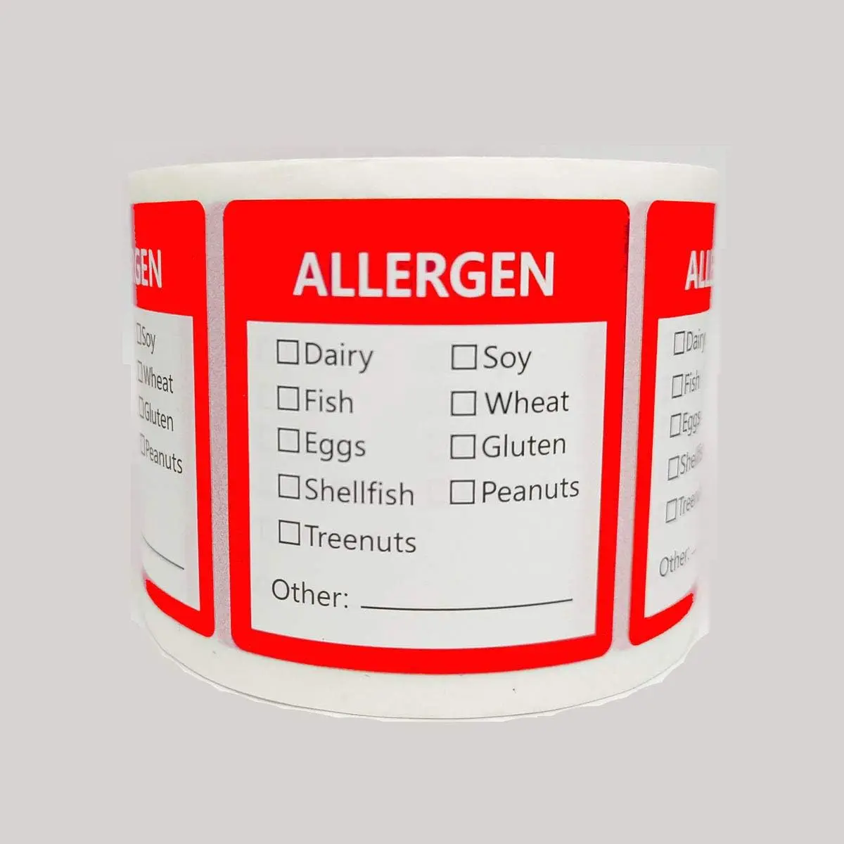 

500Pcs Fluorescent Red Allergen Warning Stickers Labels 1.8*2 Inches Food Allergen Warning Label