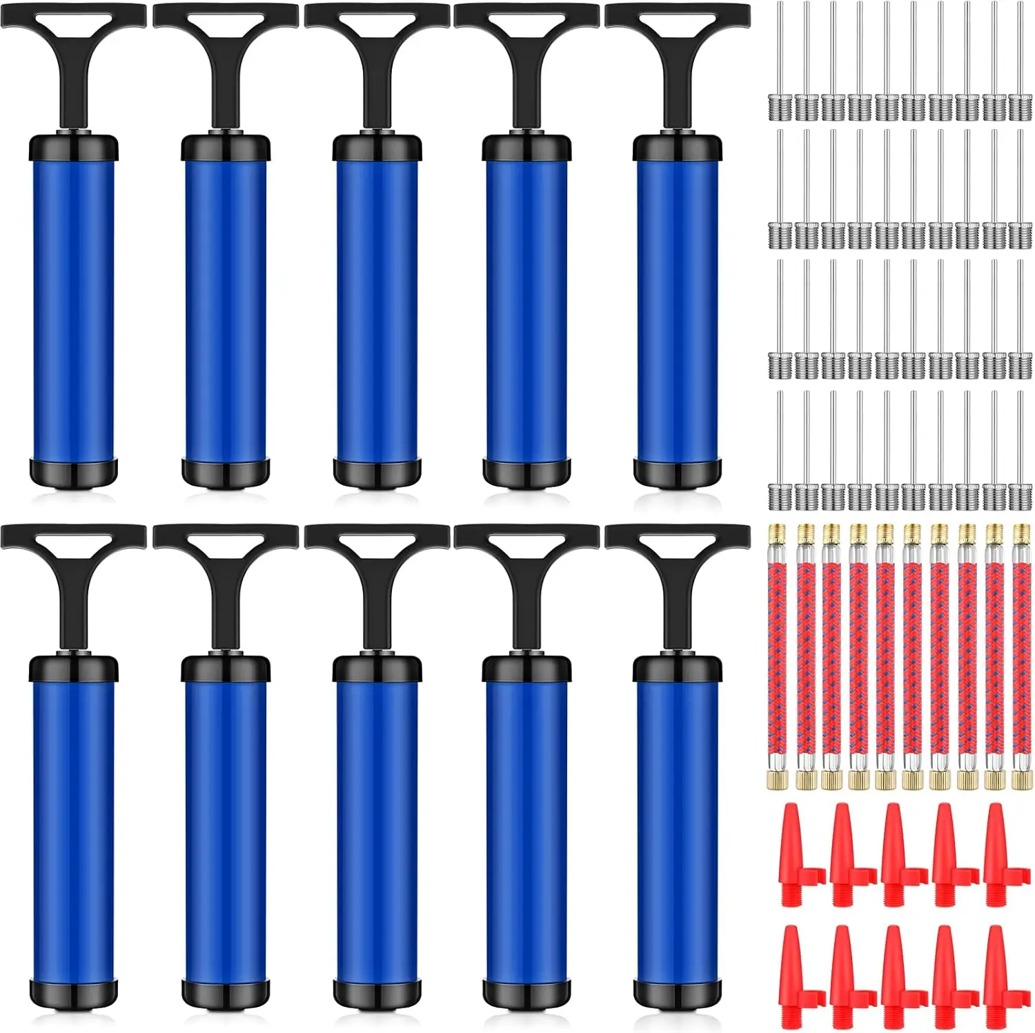 

10 Pack Ball Pump with Needles and Extension Hose for Basketball, Football, Volleyball