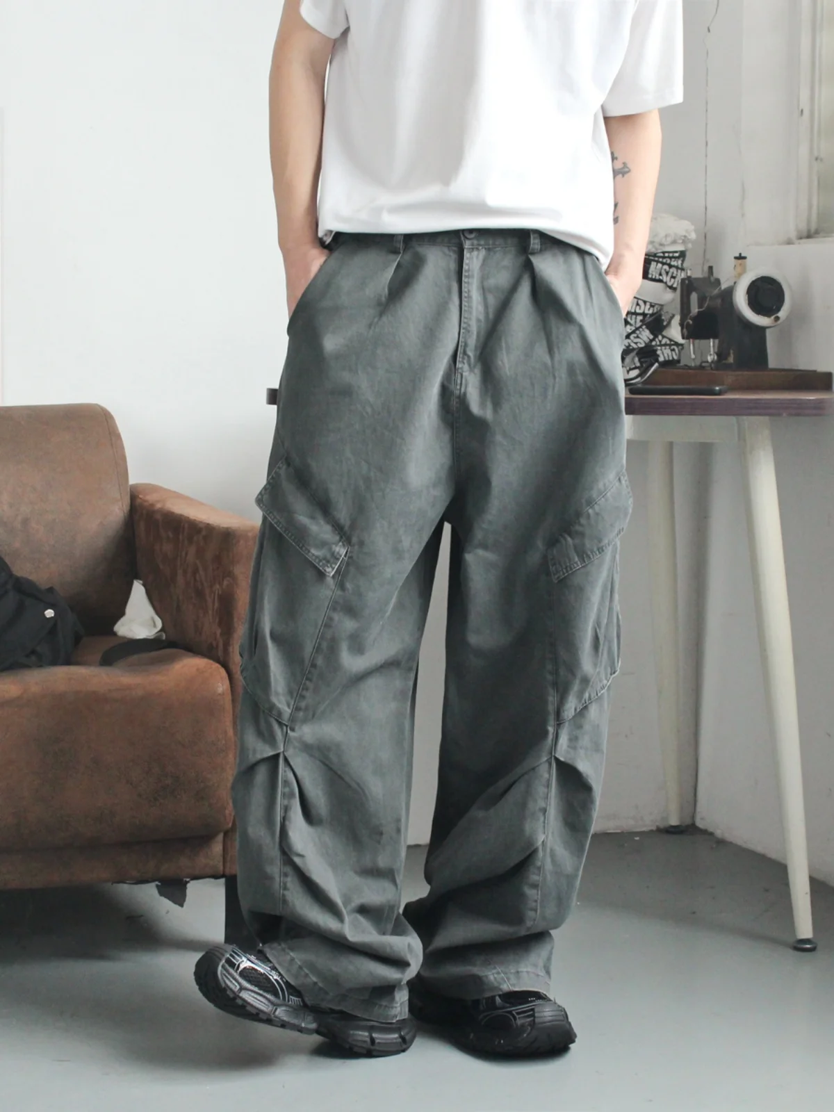 

Mr. Abao, свободные широкие брюки в американском стиле ретро, мужские брюки Haome Sle Big ket, десантные брюки, длинные брюки