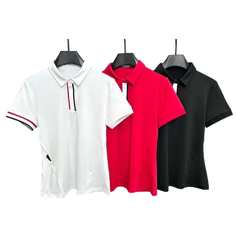 Spring/Summer New Golf Women's Outdoor Quick drying Sweatshirt Slim fit Short sleeved T-shirt Versatile Polo Collar Pullover