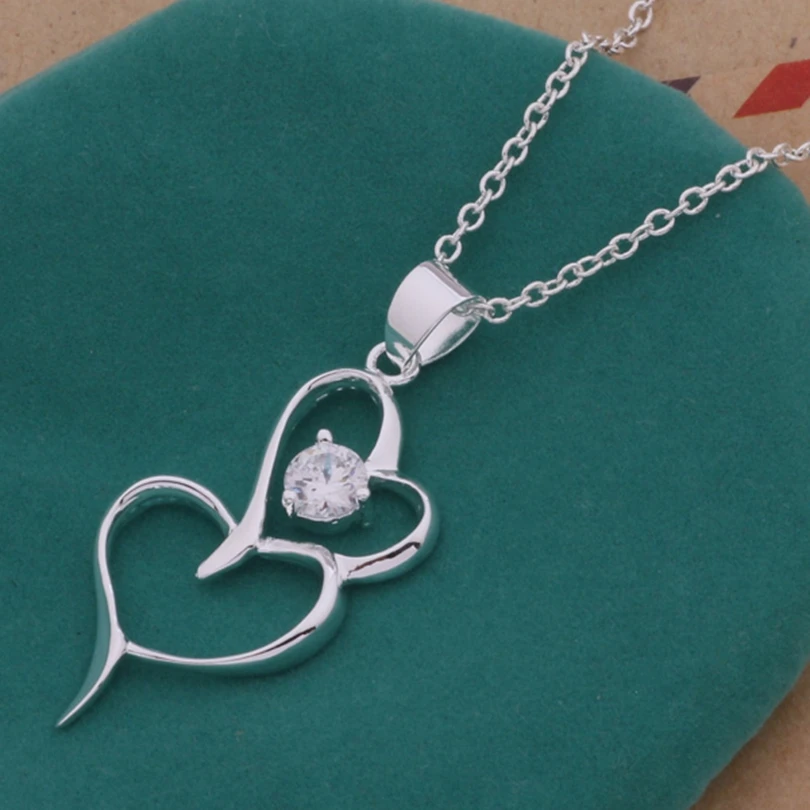 925 Silber Halskette mit Herzanhänger 5A Zirkonia für Damen Sterling-Silber Hochzeitsschmuck Feine Accessoires Hochwertige Partygeschenke