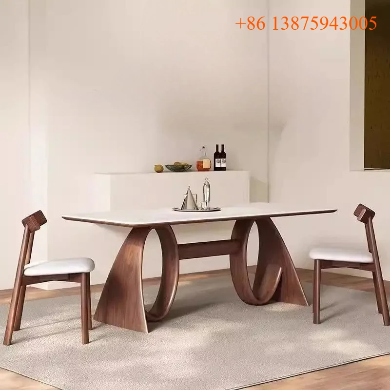 

Обеденный стол X-S в средневековом ретро-стиле из массива дерева, новый, современный, простой, с каменной столешницей