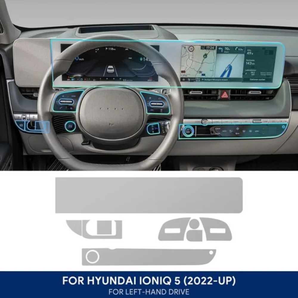 Auto-Innenraum-TPU-Schutzfolie, kratzfeste Folie für Hyundai IONIQ 5 22-26, schützende transparente, reißfeste Aufkleber, Zubehör