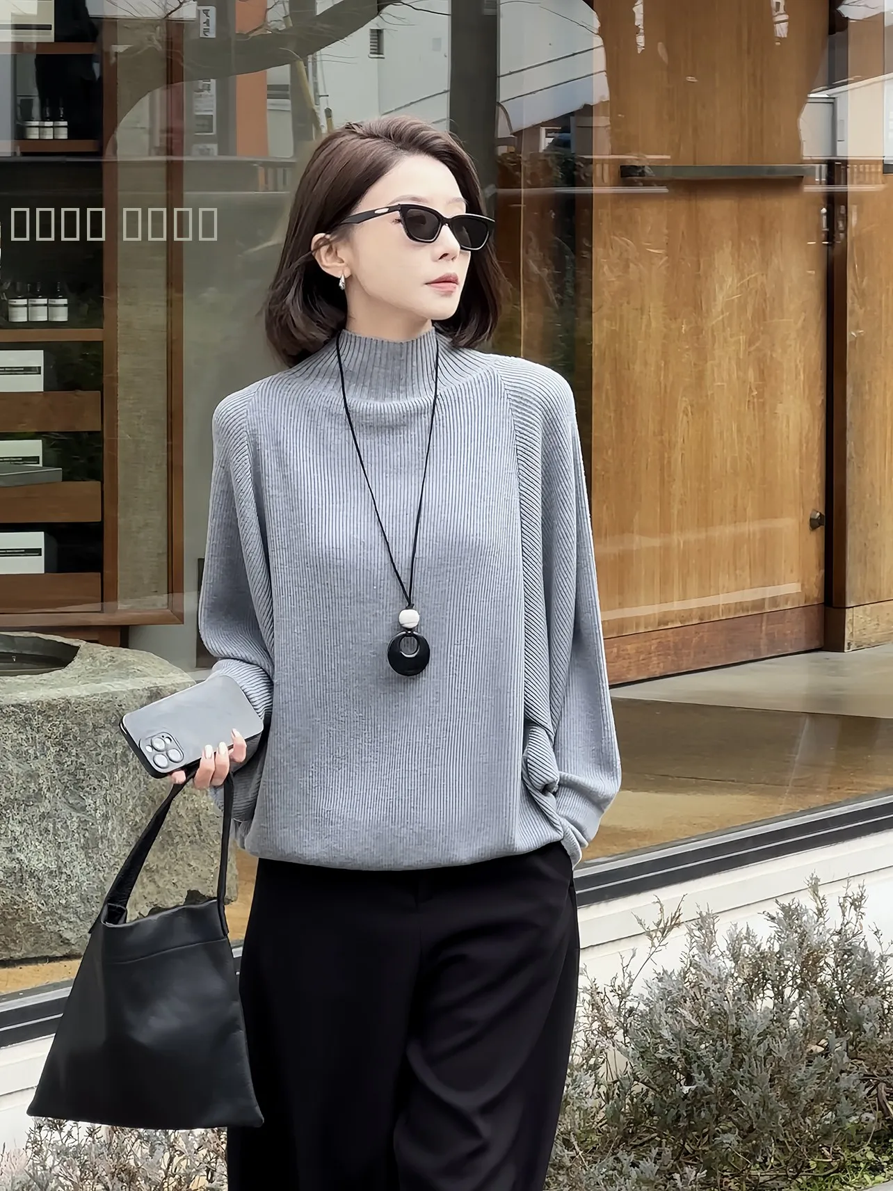 

Zhou Early Spring Lazy Batwing Sve apel Top Quali Commute Sle Knitted Long Sve Fine Yarn Color