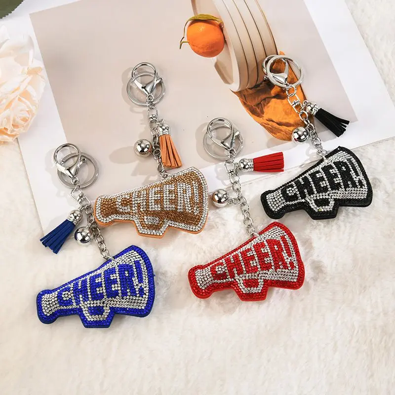 

Корейский бархатный брелок с горячими стразами, креативный брелок-рожок с буквами для группы поддержки, подвеска для рюкзака, подарок.