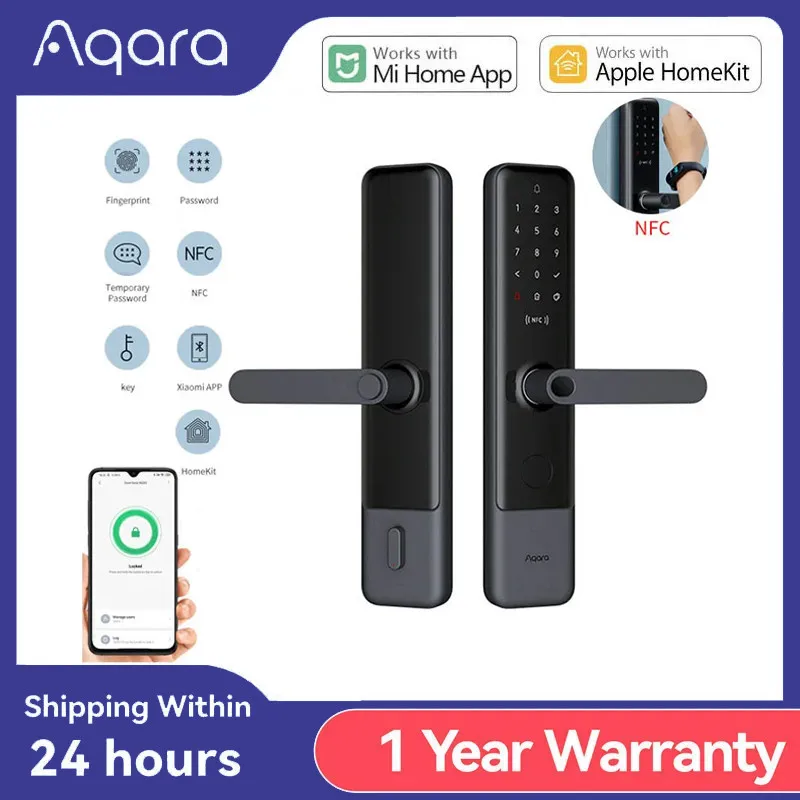 

DHL Shipping Aqara N200 Smart Door Lock Fingerprint Locks For Bluetooth Password NFC Unlock Mi Home Apple HomeKit Smart Home