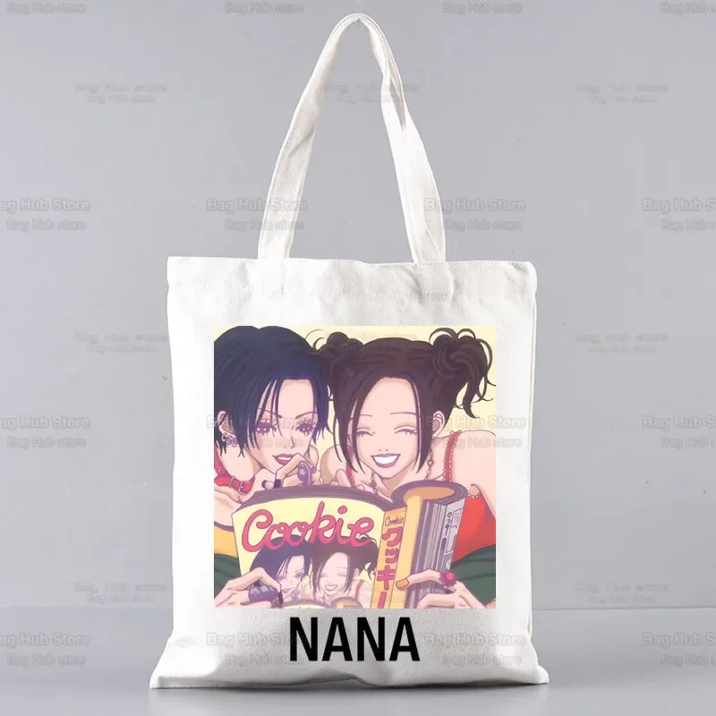 Black Stones NANA Osaki Anime Kawaii Harajuku Women Shopping Bag Canvas Shopper Girl Handbag Tote Shoulder Lady Bag