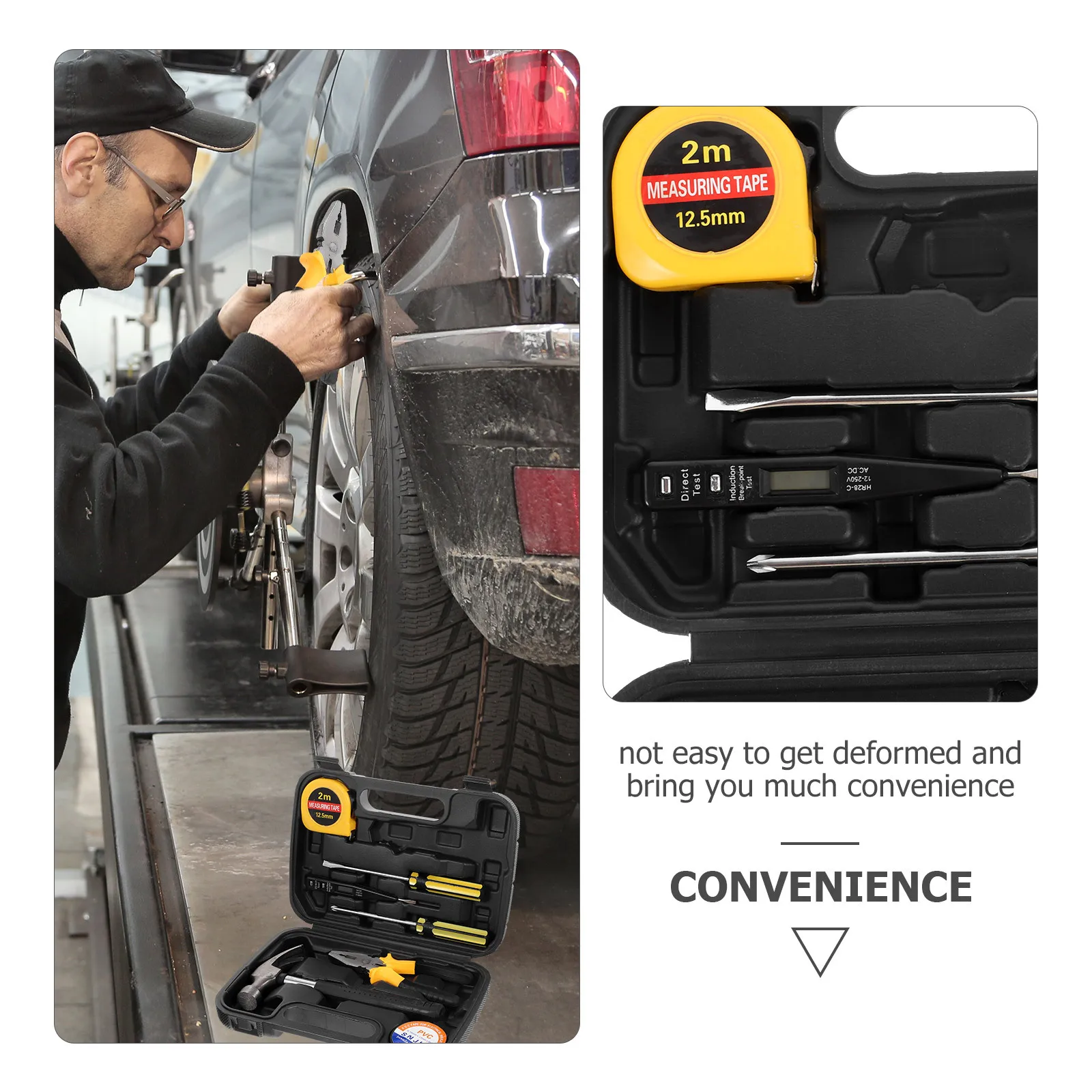 

1 Set Multi-Functional Tool Box Assorted Tools For Home Vehicle Repair Includes Tape Measure Screwdriver Hammer Cutter Pliers