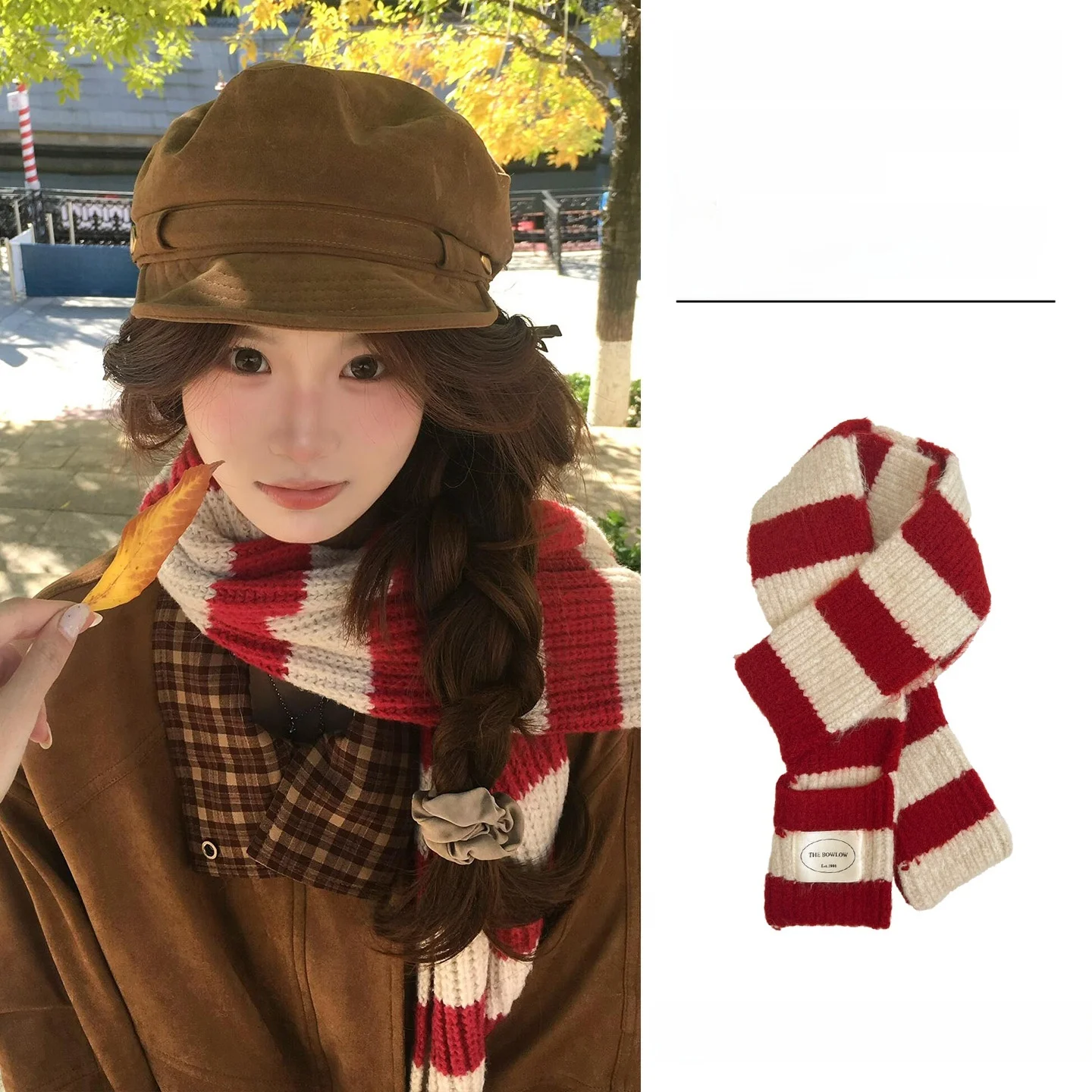 韓国スタイルの厚みのあるふわふわチェック柄スカーフ女性用冬暖かい防寒ソフトネックウォーマー小さなスカーフ多用途学生カップル