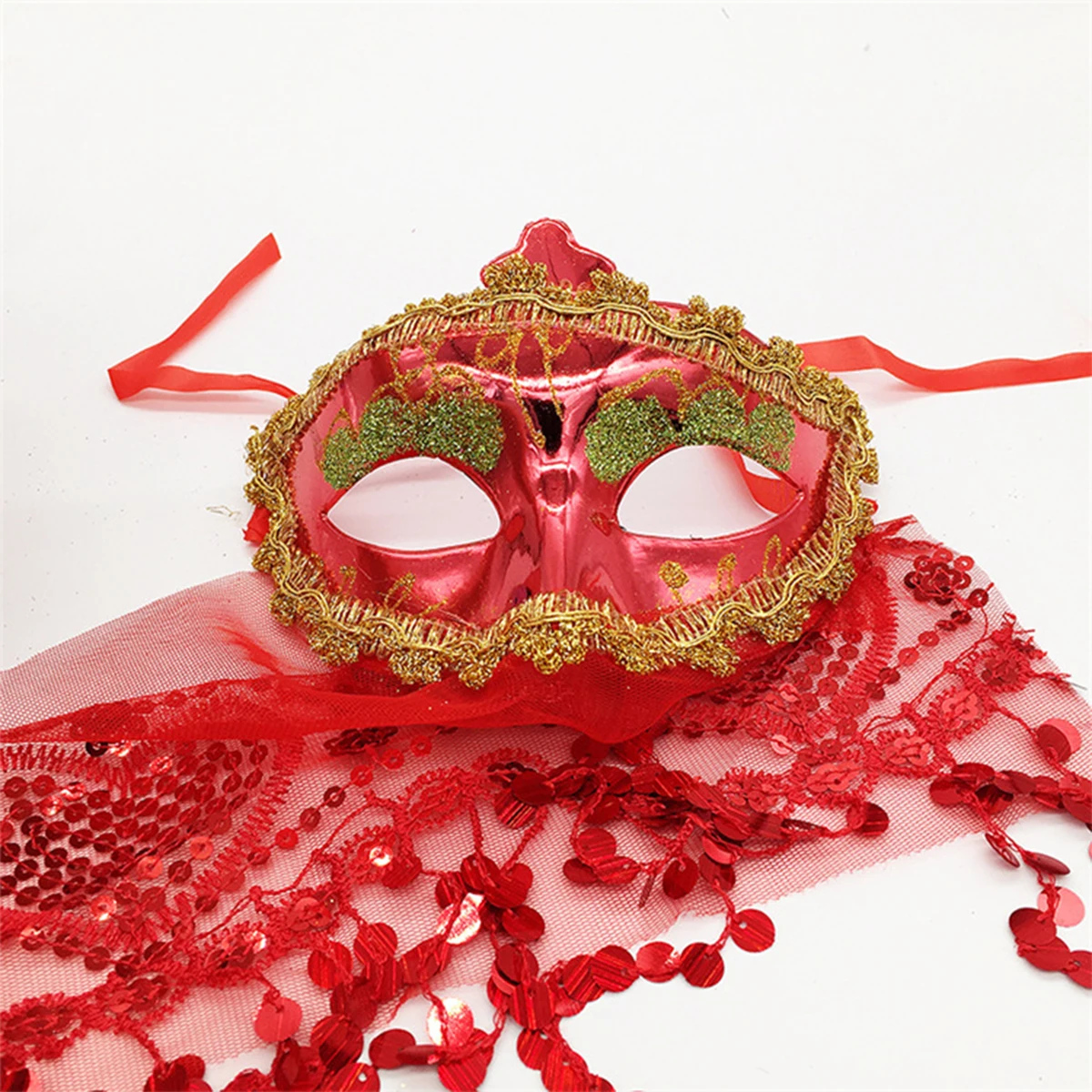 

Mysterious Veil Cosplay Mask Women Fancy Ball Eyemask Mask With Sequins For Carnival Masquerade Latin Dance Belly Dance Party (R