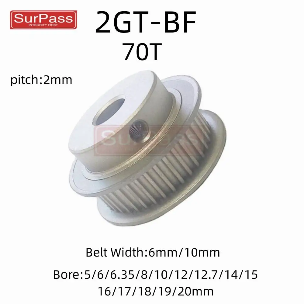 

2GT/GT2 Timing Pulley 70T Tooth Teeth Bore 5/6/8/10/12/14/15/16/17/18/19/20/25mm Synchronous Wheels Width 6mm/10/mm Belt Width