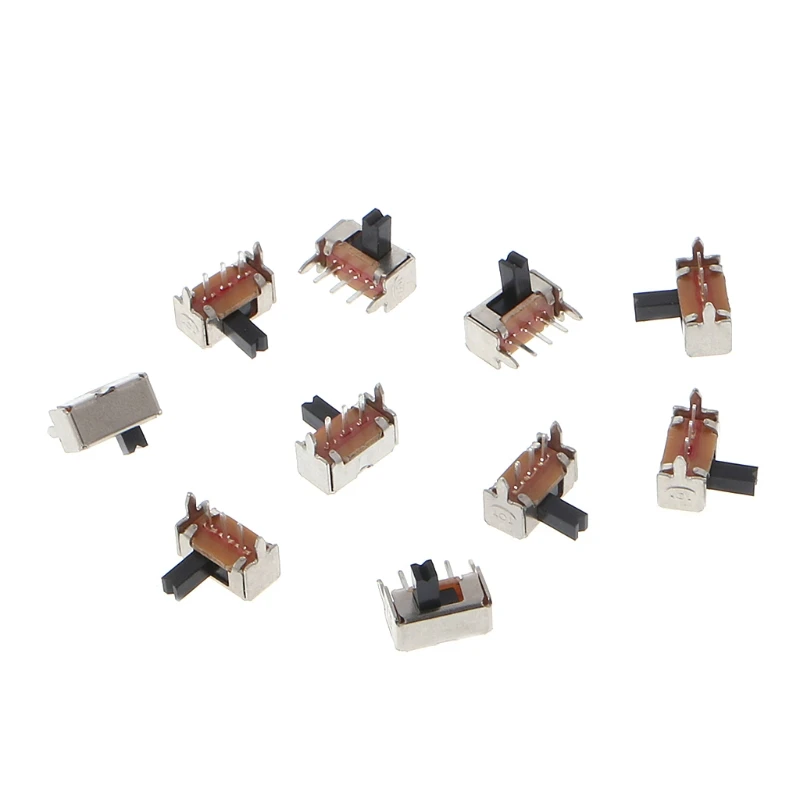 10 Pcs Toggle Vertical Slide 1P2T 3 Pin 3mm Shank For PCB Mount SK12D07-V